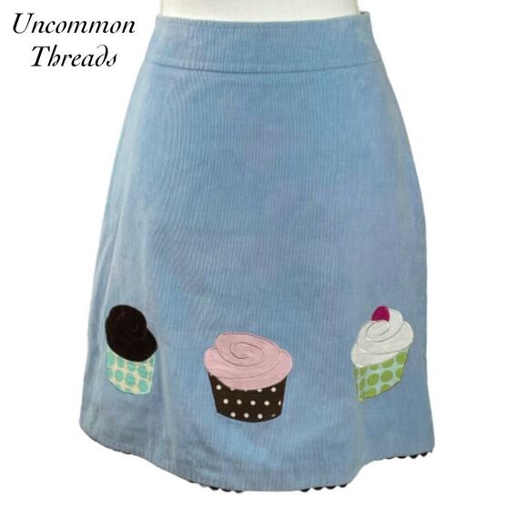Uncommon Threads Blue Corduroy Cupcake Scalloped Hem Skirt Size 4 - Picture 1 of 9